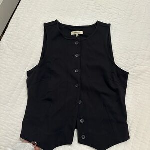 Madewell Black Sleeveless Button-Down Shirt